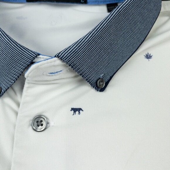 Greyson Spirit of Michigan Golf Polo Men's Large Wolf Print White Button-Down - Picture 6 of 14